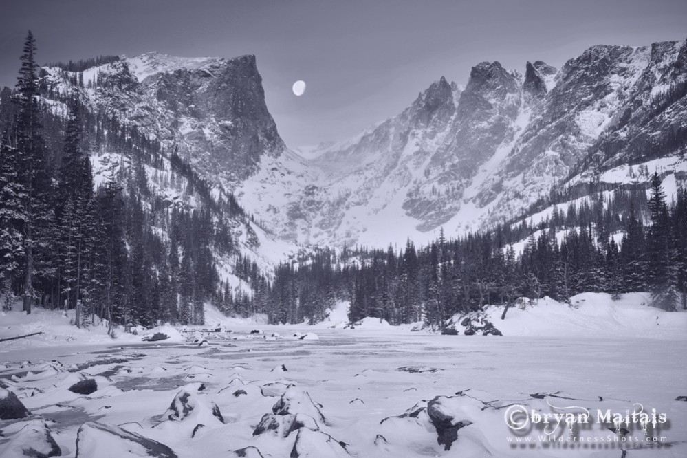 Dream Lake Colorado Winter Black and White