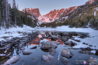 Dream Lake Colorado Alpenglow Winter