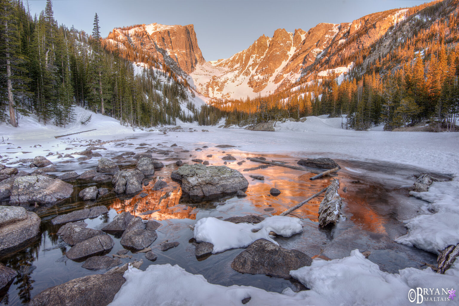 Dream Lake Colorado Sunrise in Winter