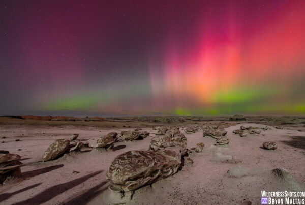 Bisti Badlands Cracked Eggs aurora Borealis